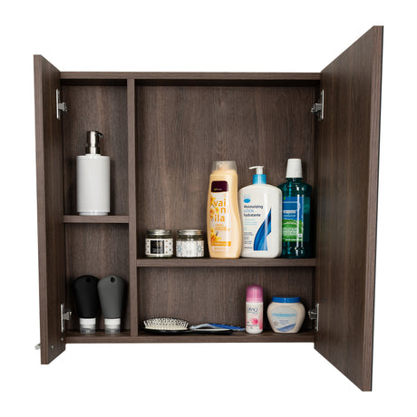 Gabinete de Baño Barcelona Coñac 60x60cm Cuadrado con Espejo y con Dos Entrepaños - Gabinetes | Bylmo