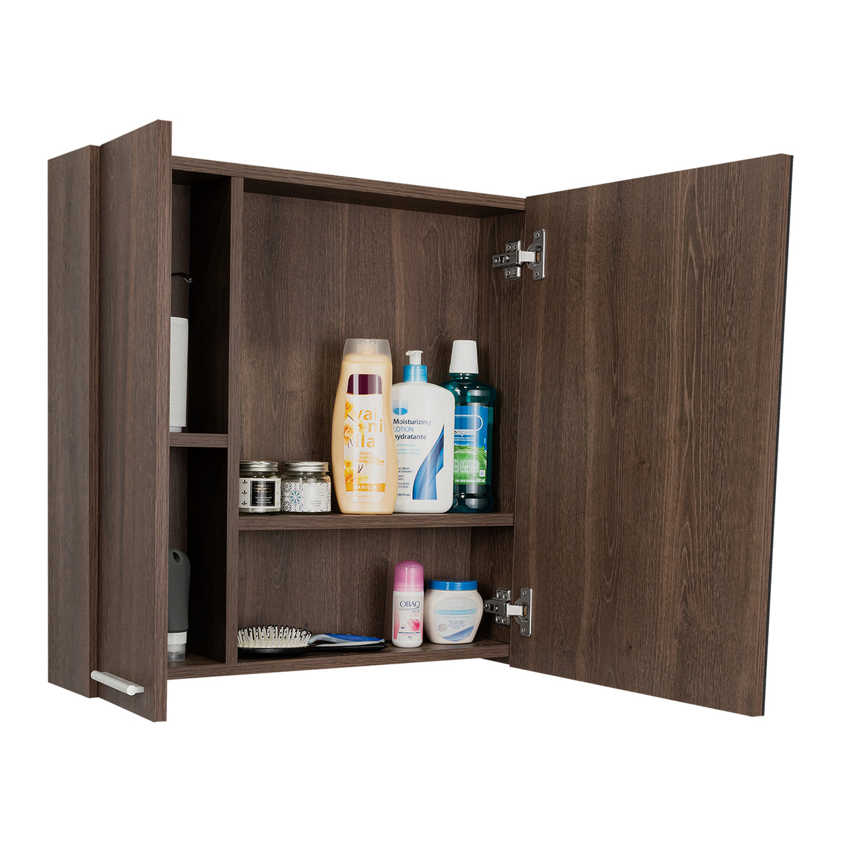 Gabinete de Baño Barcelona Coñac 60x60cm Cuadrado con Espejo y con Dos Entrepaños - Gabinetes | Bylmo