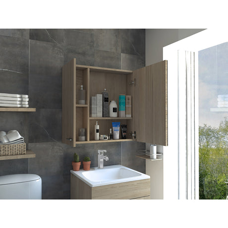 Gabinete de Baño Sines Rovere 60x60cm Rectangular con Una Puerta y Espejo - GABINETES DE BANHO | Bylmo