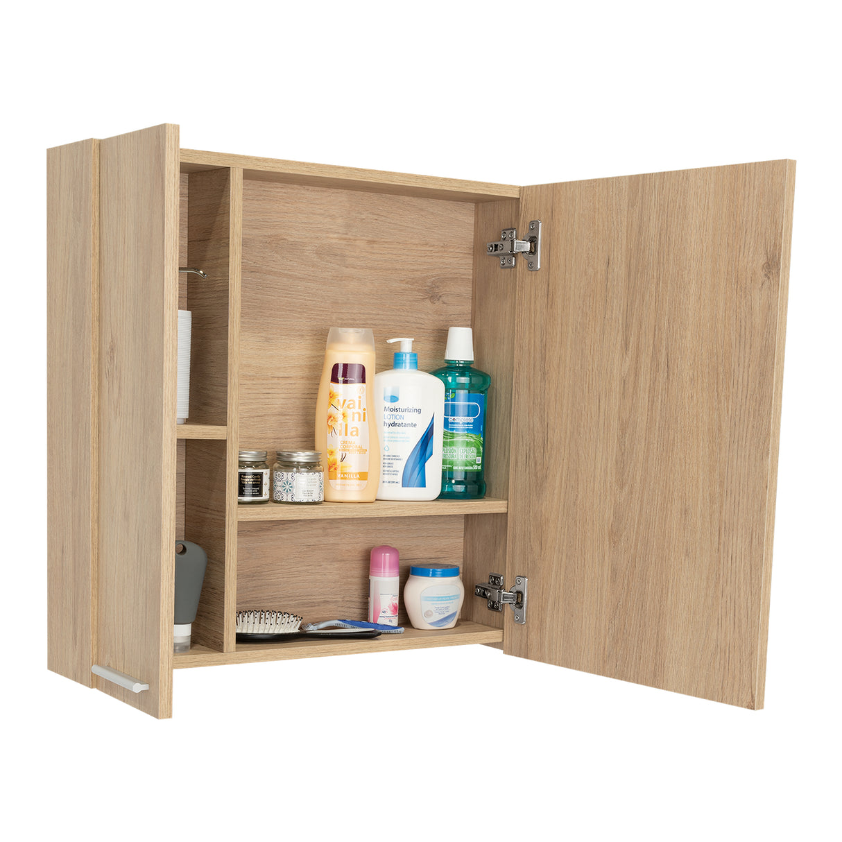 Gabinete de Baño Sines Rovere 60x60cm Rectangular con Una Puerta y Espejo - GABINETES DE BANHO | Bylmo