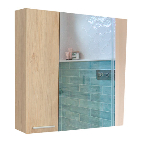 Gabinete de Baño Sines Rovere 60x60cm Rectangular con Una Puerta y Espejo - GABINETES DE BANHO | Bylmo