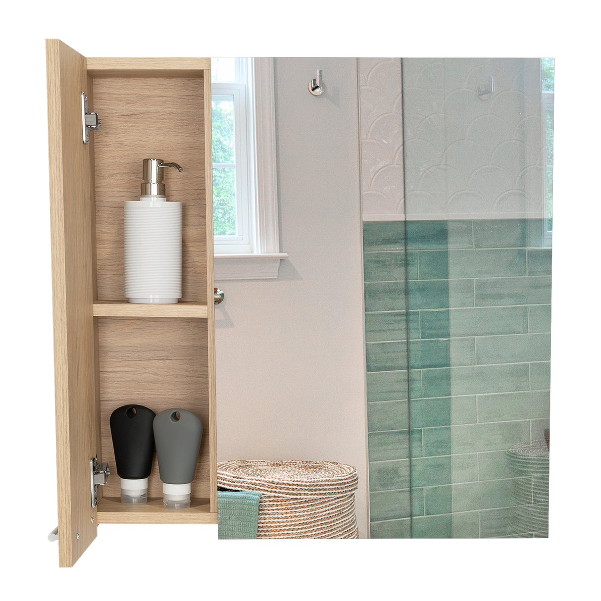 Gabinete de Baño Sines Rovere 60x60cm Rectangular con Una Puerta y Espejo - GABINETES DE BANHO | Bylmo