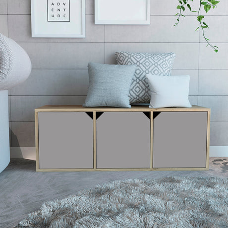 Biblioteca de Piso Piero Duna y Taupe 110.1x40.6cm Rectangular con Tres Compartimientos - Bibliotecas | Bylmo