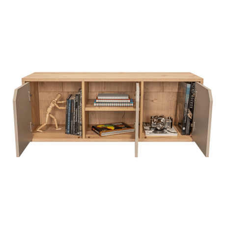 Biblioteca de Piso Piero Duna y Taupe 110.1x40.6cm Rectangular con Tres Compartimientos - Bibliotecas | Bylmo