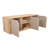 Biblioteca de Piso Piero Duna y Taupe 110.1x40.6cm Rectangular con Tres Compartimientos - Bibliotecas | Bylmo