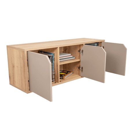 Biblioteca de Piso Piero Duna y Taupe 110.1x40.6cm Rectangular con Tres Compartimientos - Bibliotecas | Bylmo