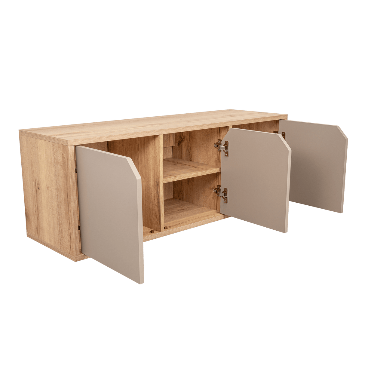 Biblioteca de Piso Piero Duna y Taupe 110.1x40.6cm Rectangular con Tres Compartimientos - Bibliotecas | Bylmo