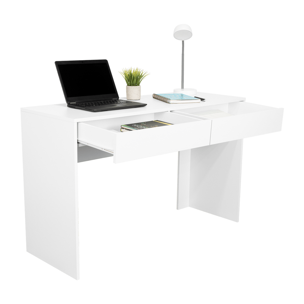 Escritorio Acre Blanco 120.2x75cm Con Dos Cajones - Escritorios y Archivadores | Bylmo