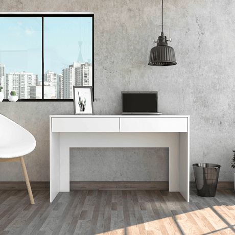Escritorio Acre Blanco 120.2x75cm Con Dos Cajones - Escritorios y Archivadores | Bylmo
