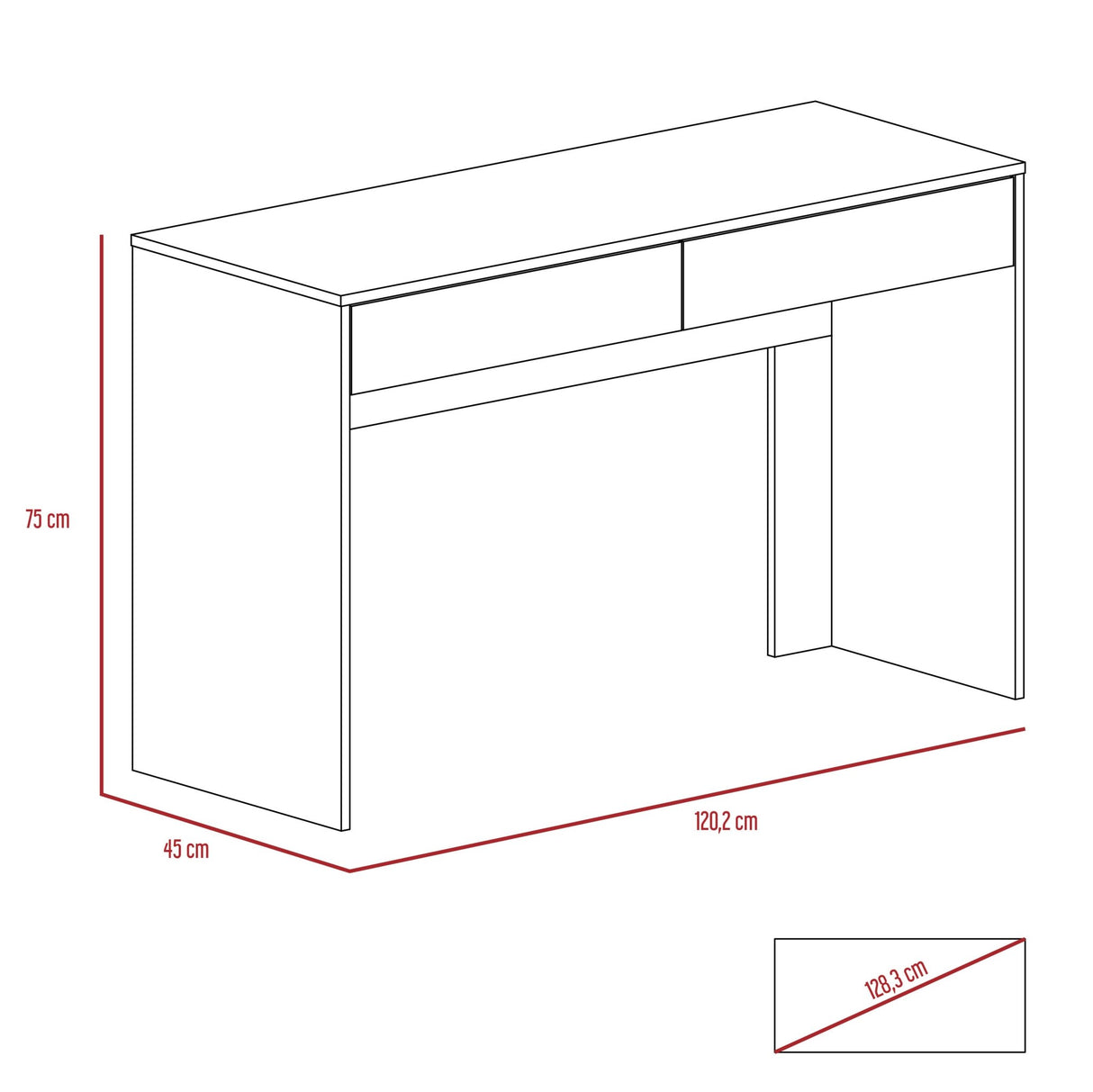 Escritorio Acre Blanco 120.2x75cm Con Dos Cajones - Escritorios y Archivadores | Bylmo
