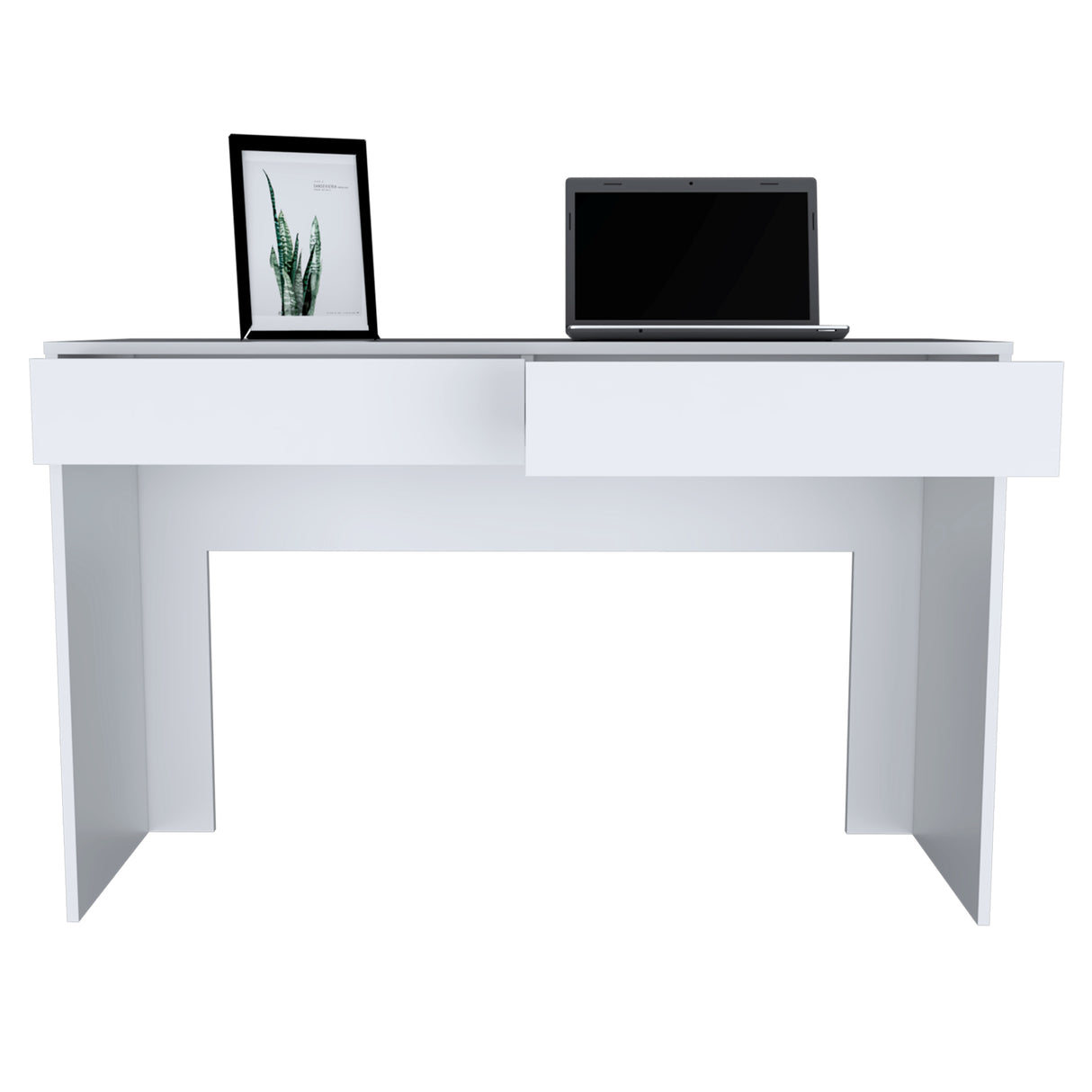 Escritorio Acre Blanco 120.2x75cm Con Dos Cajones