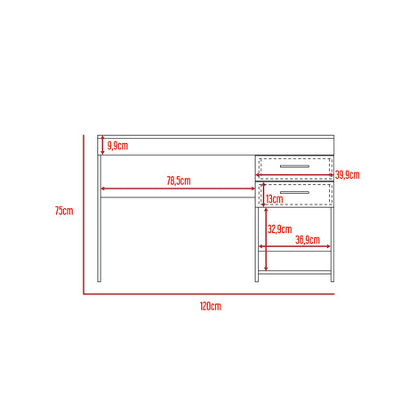Escritorio Ibare Wengue 120 cm con Cajones y Entrepaños - Escritorios y Archivadores | Bylmo
