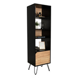 Biblioteca Stamford Wengue 48.3x170cm con Cuatro Compartimientos y con Un Cajón - Bibliotecas | Bylmo