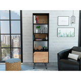 Biblioteca Stamford Wengue 48.3x170cm con Cuatro Compartimientos y con Un Cajón - Bibliotecas | Bylmo