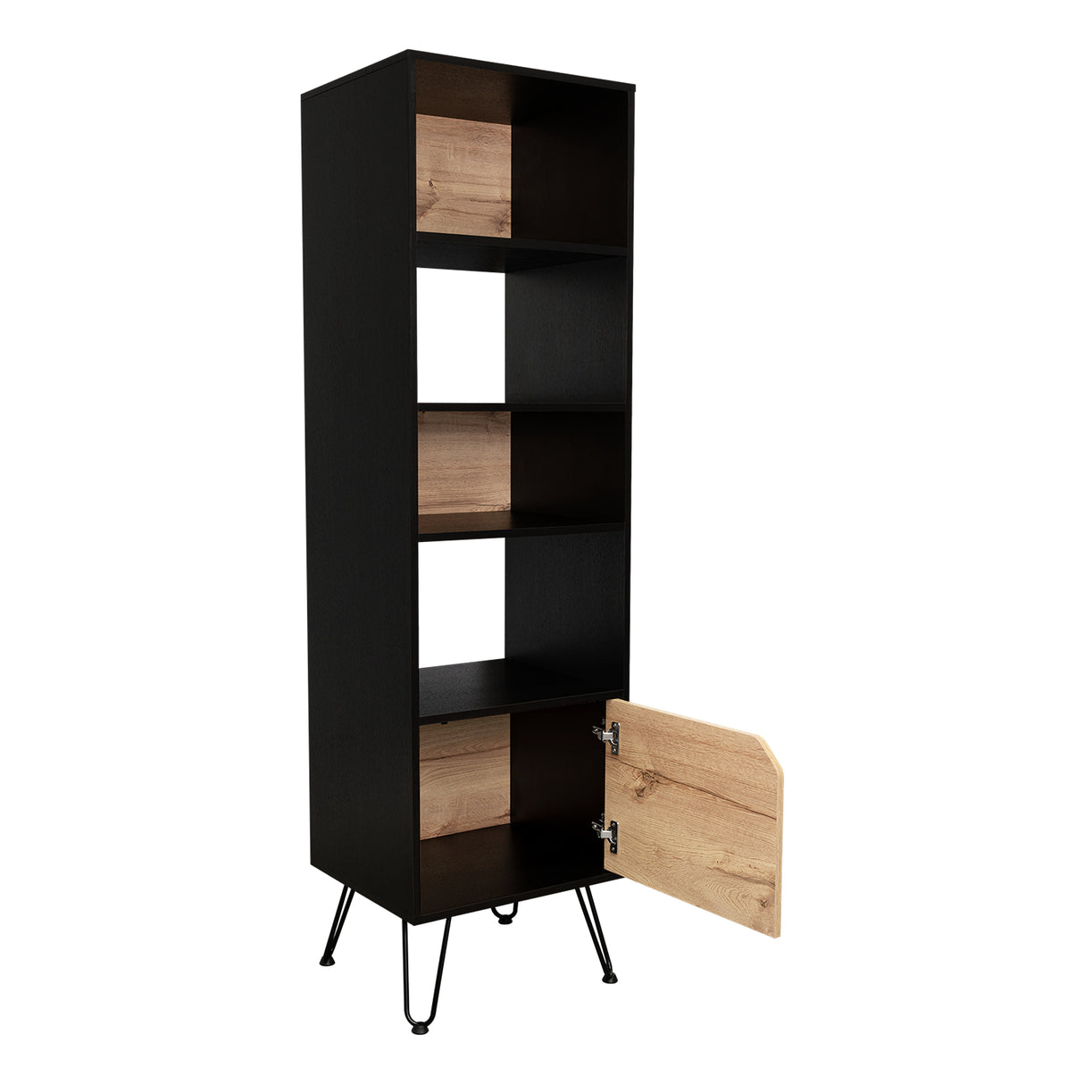 Biblioteca Stamford Wengue 48.3x170cm con Cuatro Compartimientos y con Un Cajón - Bibliotecas | Bylmo
