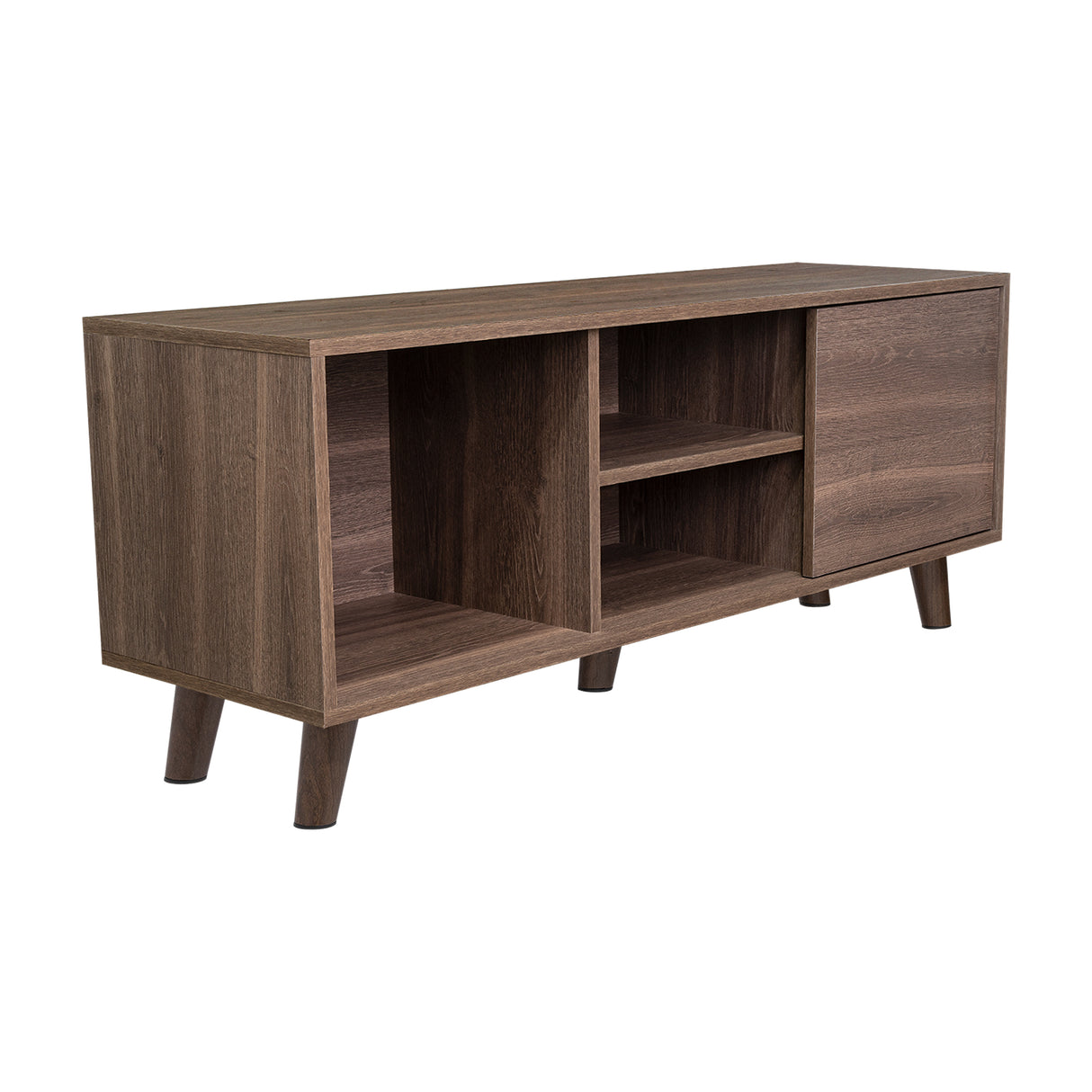 Rack de TV Cincinatti Coñac 115x50cm Para TV Hasta 45 Pulgadas con Un Cajón con Ranuras para Cables y con Patas - Muebles para TV | Bylmo