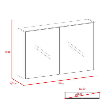 Gabinete de Baño 80 C Duna 80x50cm Rectangular con Espejo y con Un Entrepaño - Gabinetes | Bylmo