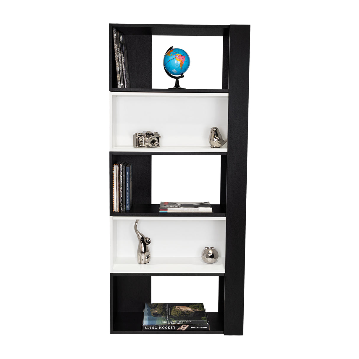 Biblioteca Transformable Cubo Beijing Wengue 70 cm con Módulos Flotantes y Entrepaños - Bibliotecas | Bylmo