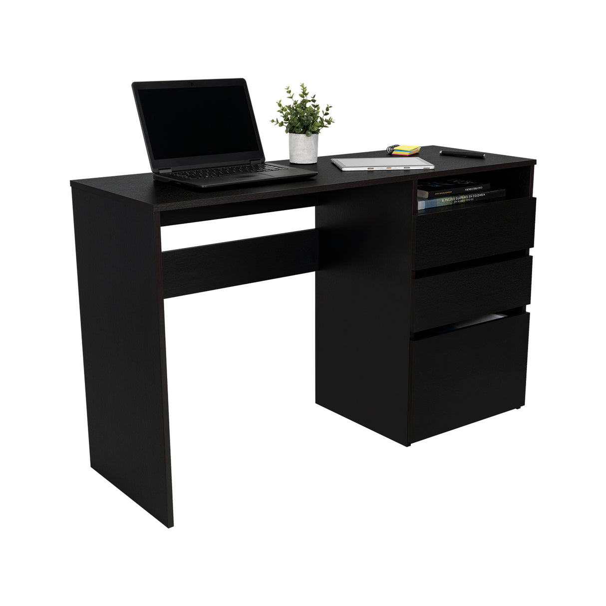 Escritorio Dublin Wengue 120 cm con Archivador y Cajones - Escritorios y Archivadores | Bylmo