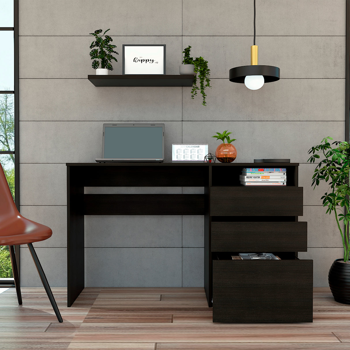 Escritorio Dublin Wengue 120 cm con Archivador y Cajones - Escritorios y Archivadores | Bylmo