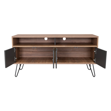 Rack de TV Vassel Miel 123x60cm para TV Hasta 55 Pulgadas y con Cuatro Compartimientos - Muebles para TV | Bylmo