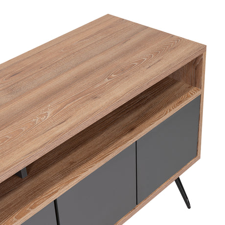 Rack de TV Vassel Miel 123x60cm para TV Hasta 55 Pulgadas y con Cuatro Compartimientos - Muebles para TV | Bylmo