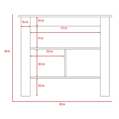 Mesa Auxiliar de Cocina Kitchen Duna y Blanco 103x90cm con Dos Entrepaños y con Tres Comportamientos - Muebles Organizadores | Bylmo