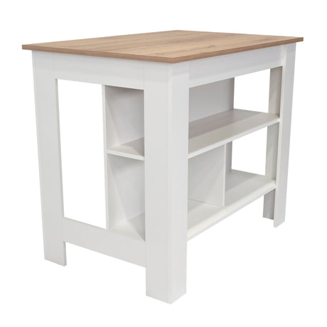 Mesa Auxiliar de Cocina Kitchen Duna y Blanco 103x90cm con Dos Entrepaños y con Tres Comportamientos - Muebles Organizadores | Bylmo