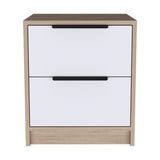 Mesa de Noche Kaia Rovere y Blanco 41x48cm con Dos Cajones - MESAS DE NOCHE | Bylmo