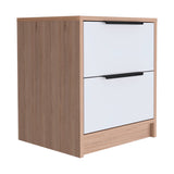 Mesa de Noche Kaia Rovere y Blanco 41x48cm con Dos Cajones - MESAS DE NOCHE | Bylmo