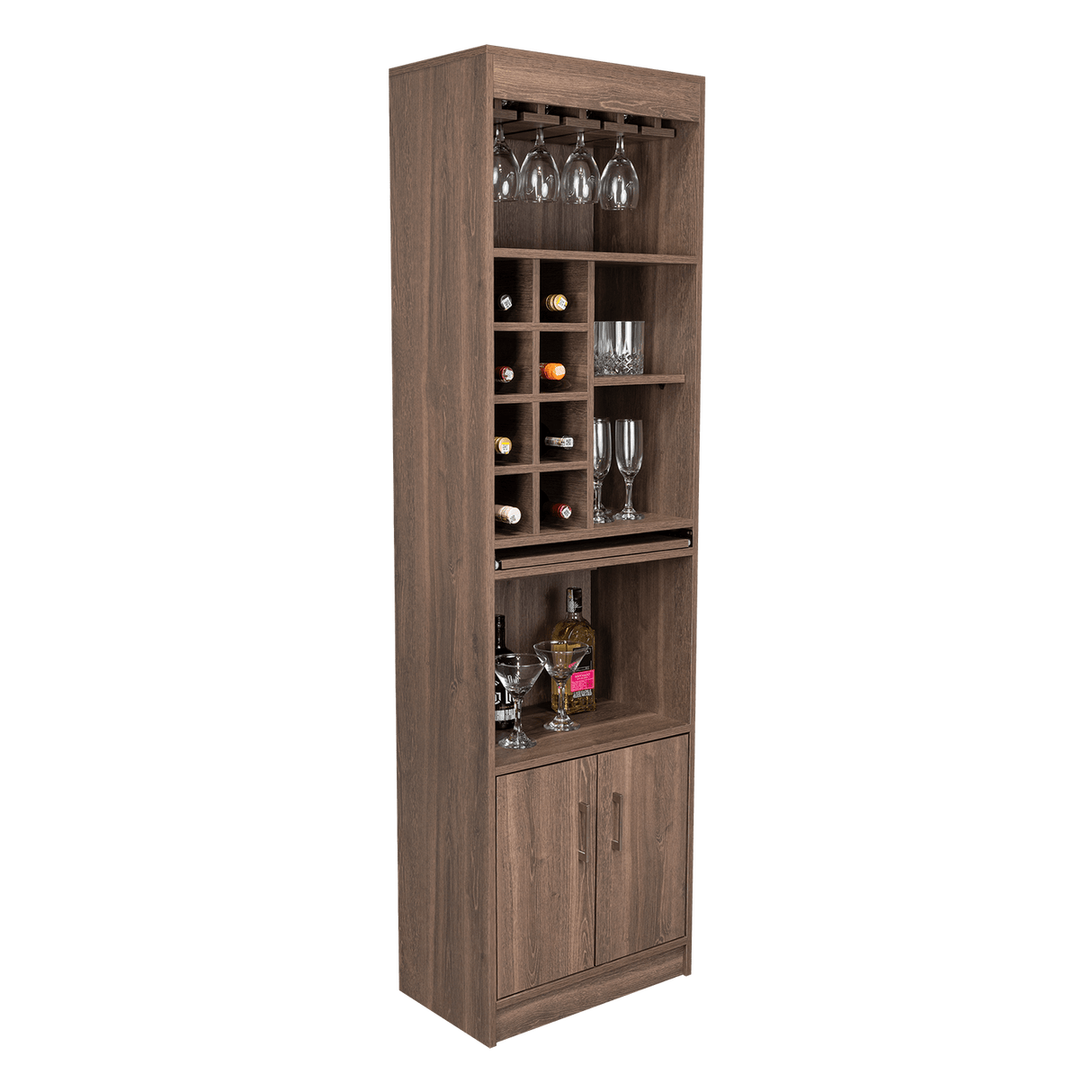 Bar Syrah Coñac 51x180cm con Un Cajón y con Ocho Portabotellas - Bares | Bylmo