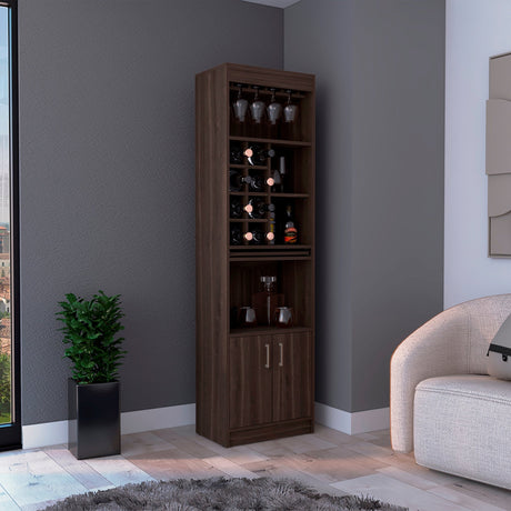 Bar Syrah Coñac 51x180cm con Un Cajón y con Ocho Portabotellas - Bares | Bylmo