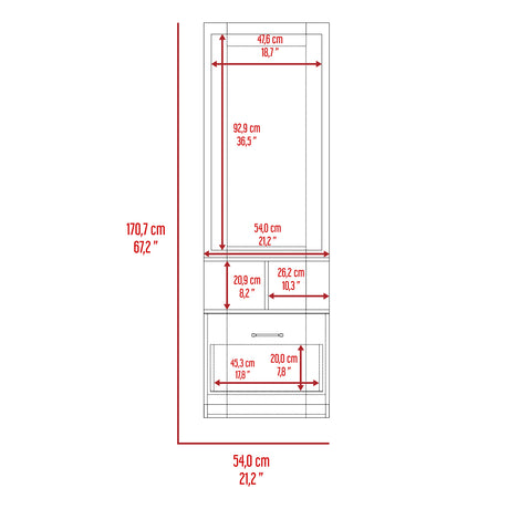 Cómoda Tulum Wengue y Blanco 54 cm con Espejo y Un Cajón - Cajoneras | Bylmo