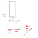 Cómoda Tulum Wengue y Blanco 54 cm con Espejo y Un Cajón - Cajoneras | Bylmo