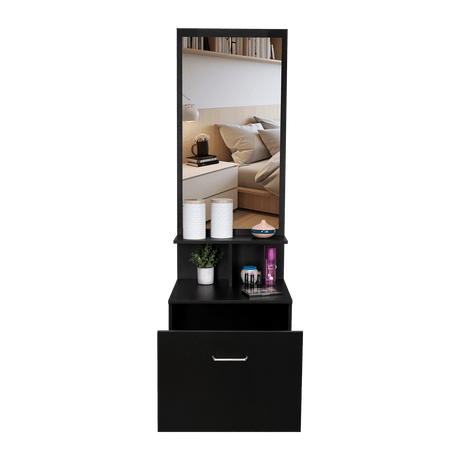 Cómoda Tulum Wengue y Blanco 54 cm con Espejo y Un Cajón - Cajoneras | Bylmo