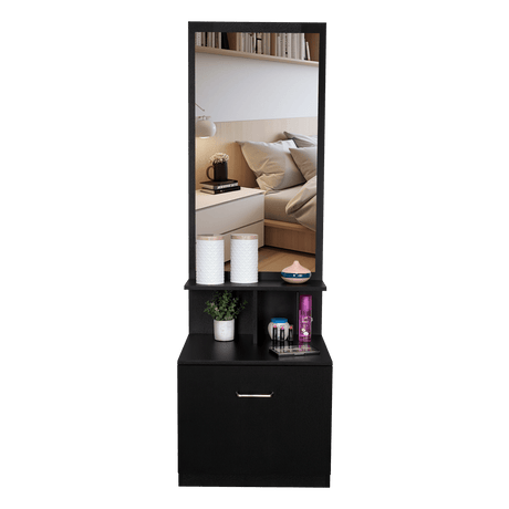 Cómoda Tulum Wengue y Blanco 54 cm con Espejo y Un Cajón - Cajoneras | Bylmo