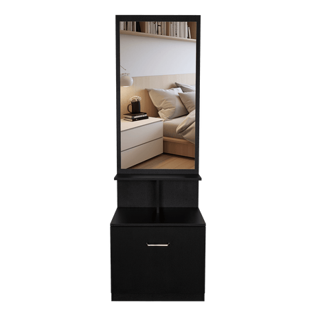 Cómoda Tulum Wengue y Blanco 54 cm con Espejo y Un Cajón - Cajoneras | Bylmo