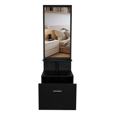 Cómoda Tulum Wengue y Blanco 54 cm con Espejo y Un Cajón - Cajoneras | Bylmo