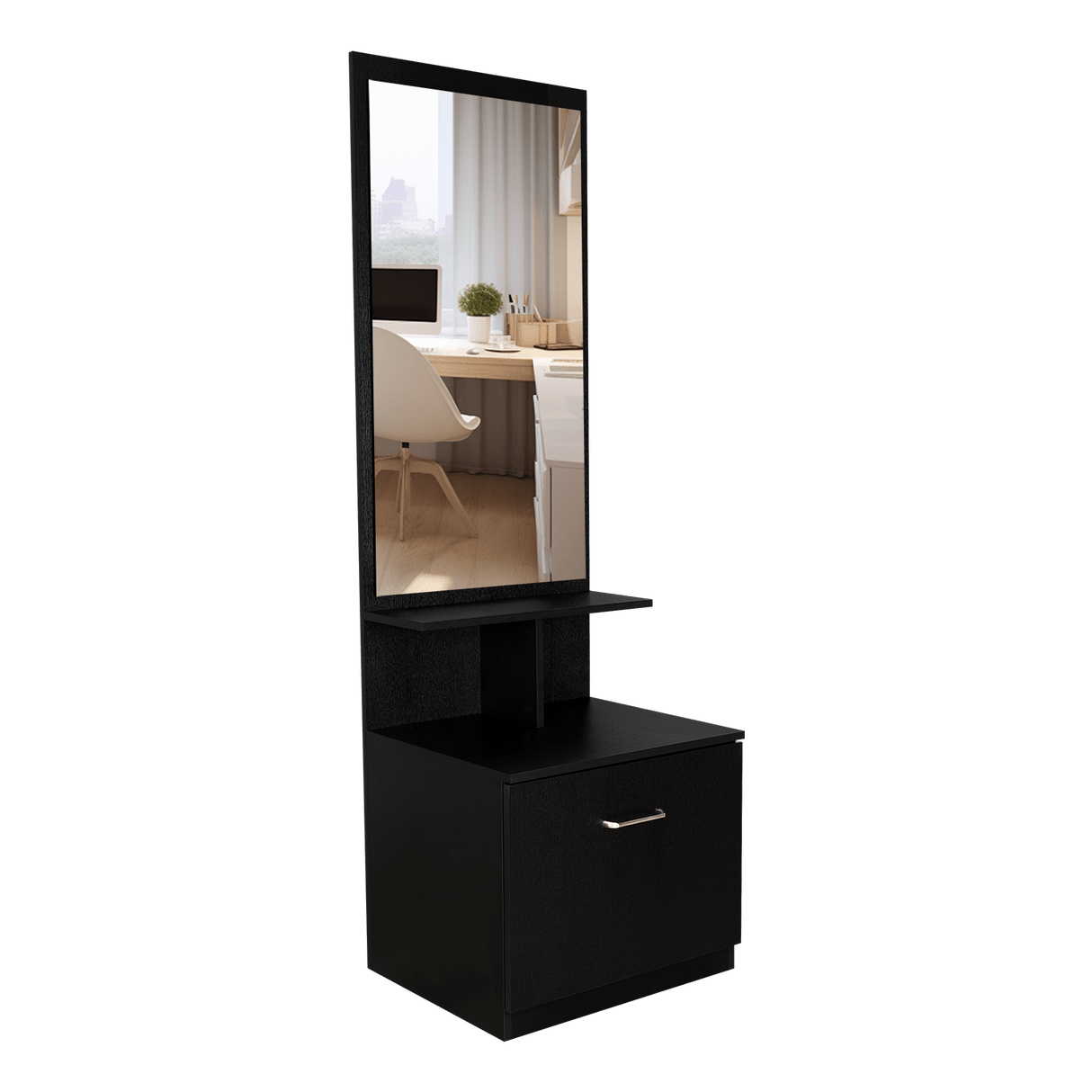 Cómoda Tulum Wengue y Blanco 54 cm con Espejo y Un Cajón - Cajoneras | Bylmo