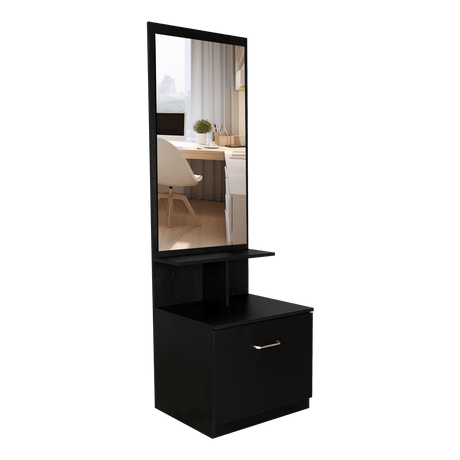 Cómoda Tulum Wengue y Blanco 54 cm con Espejo y Un Cajón - Cajoneras | Bylmo