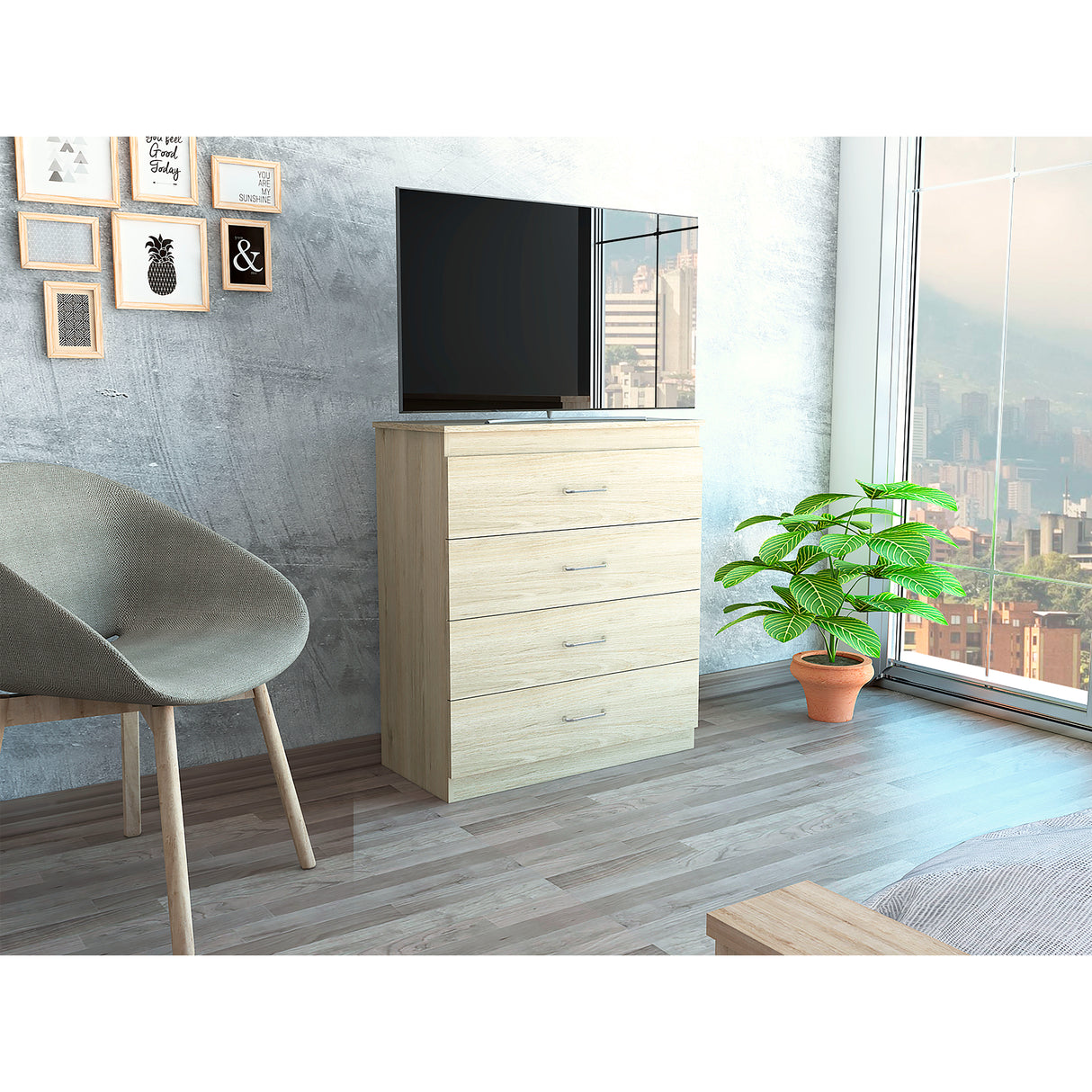 Cómoda Santino Rovere y Blanco 80x91.1cm De Cuatro Hileras con Cuatro Cajones - Cajoneras | Bylmo