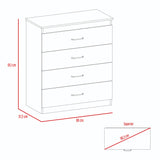 Cómoda Santino Rovere y Blanco 80x91.1cm De Cuatro Hileras con Cuatro Cajones - Cajoneras | Bylmo