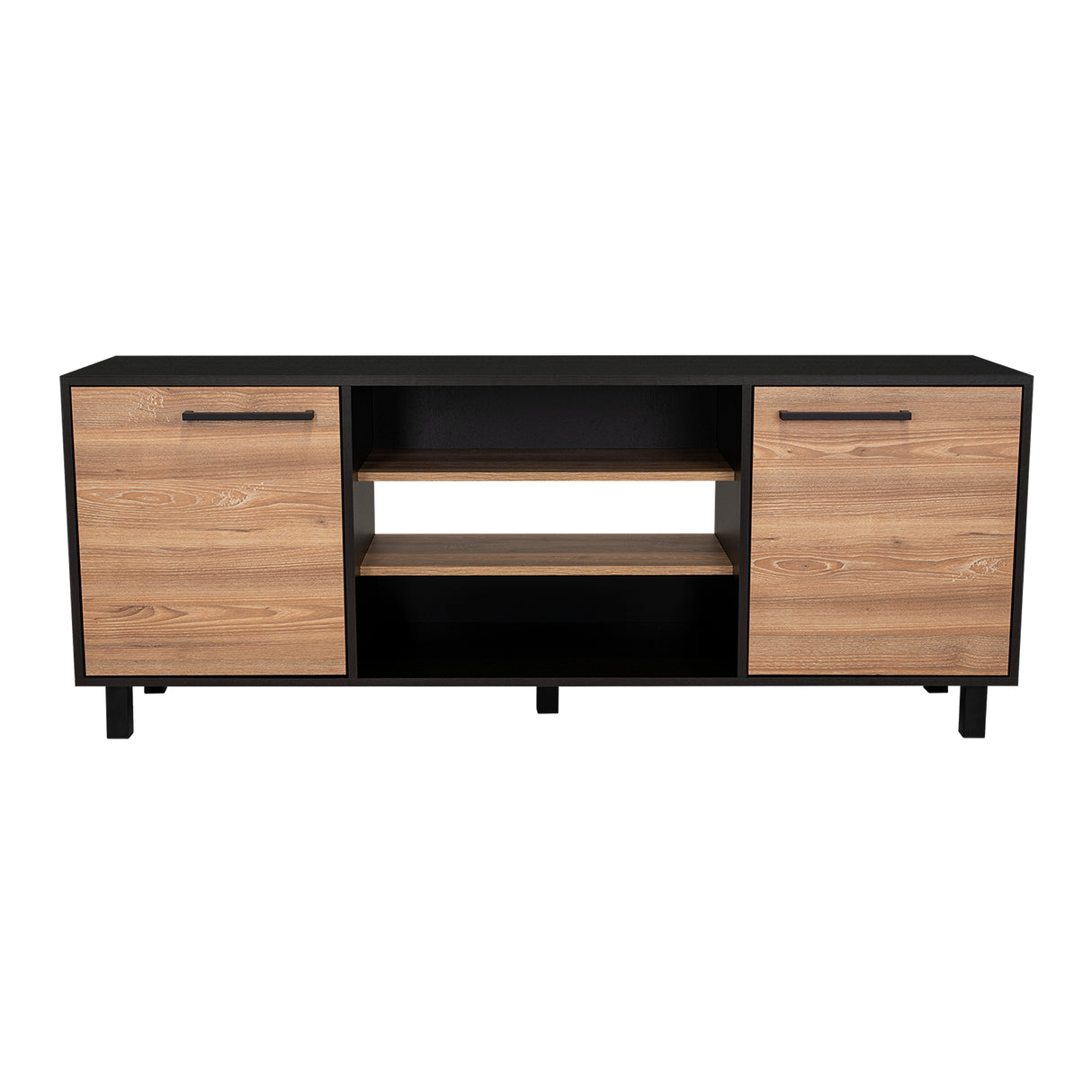 Rack de TV Kaia Wengue y Miel 155.5x61.2cm Para TV Hasta 65 Pulgadas con Dos Cajones y con Patas - Muebles para TV | Bylmo