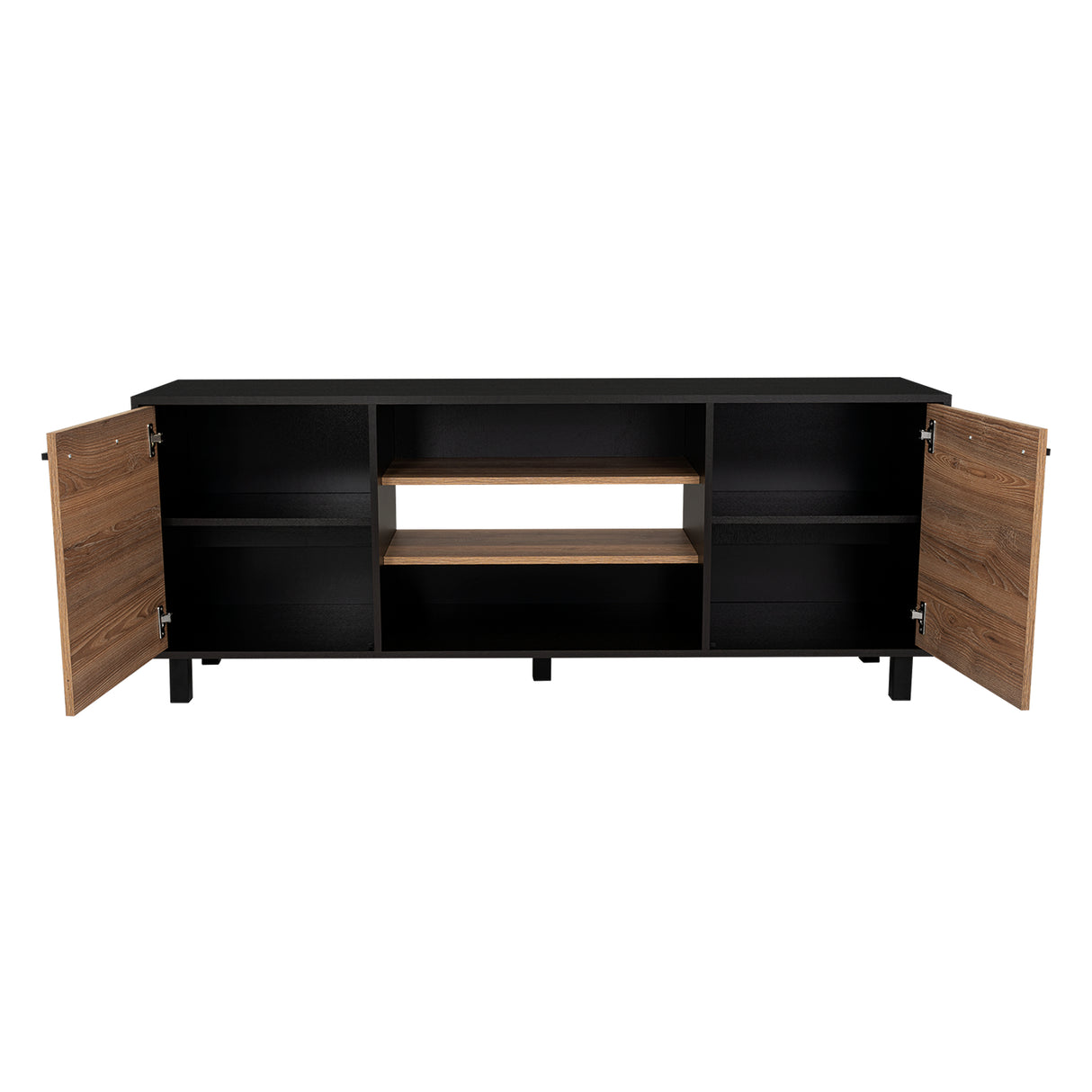 Rack de TV Kaia Wengue y Miel 155.5x61.2cm Para TV Hasta 65 Pulgadas con Dos Cajones y con Patas - Muebles para TV | Bylmo