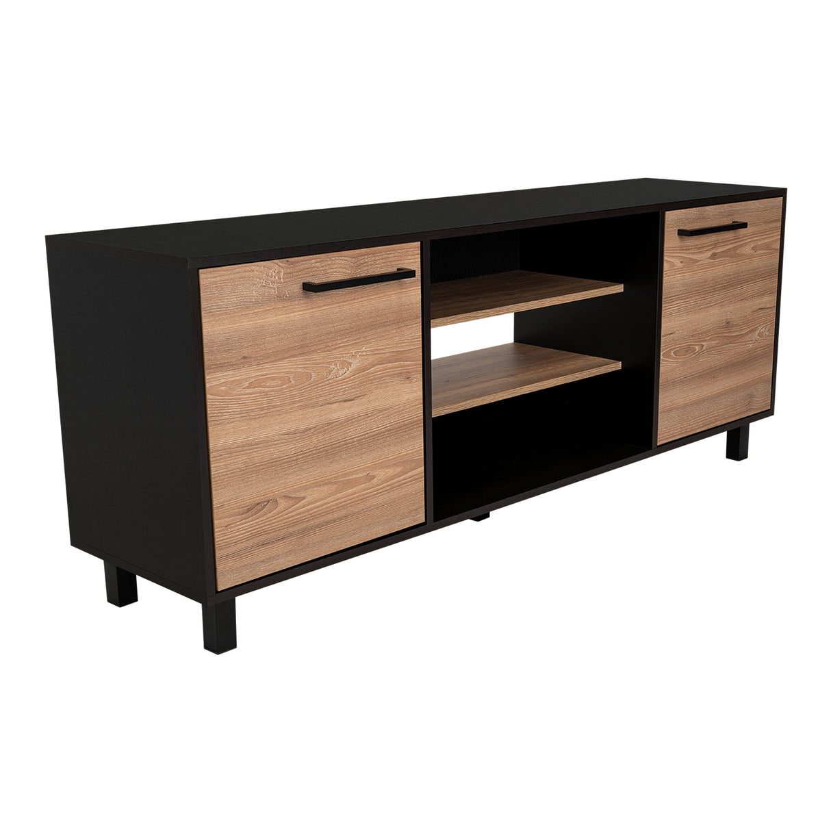 Rack de TV Kaia Wengue y Miel 155.5x61.2cm Para TV Hasta 65 Pulgadas con Dos Cajones y con Patas - Muebles para TV | Bylmo