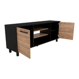 Rack de TV Kaia Wengue y Miel 155.5x61.2cm Para TV Hasta 65 Pulgadas con Dos Cajones y con Patas - Muebles para TV | Bylmo