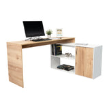 Escritorio en L Axis Duna y Blanco 151.5x76.5cm sin Cajones y con Organizador de Libros - Escritorios y Archivadores | Bylmo