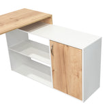 Escritorio en L Axis Duna y Blanco 151.5x76.5cm sin Cajones y con Organizador de Libros - Escritorios y Archivadores | Bylmo