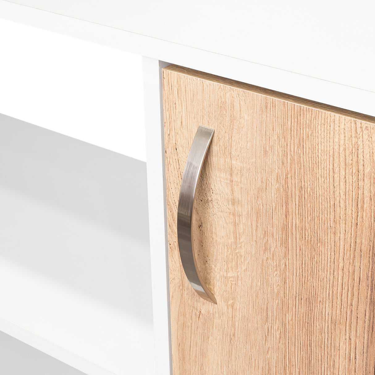 Escritorio en L Axis Duna y Blanco 151.5x76.5cm sin Cajones y con Organizador de Libros - Escritorios y Archivadores | Bylmo