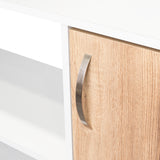 Escritorio en L Axis Duna y Blanco 151.5x76.5cm sin Cajones y con Organizador de Libros - Escritorios y Archivadores | Bylmo